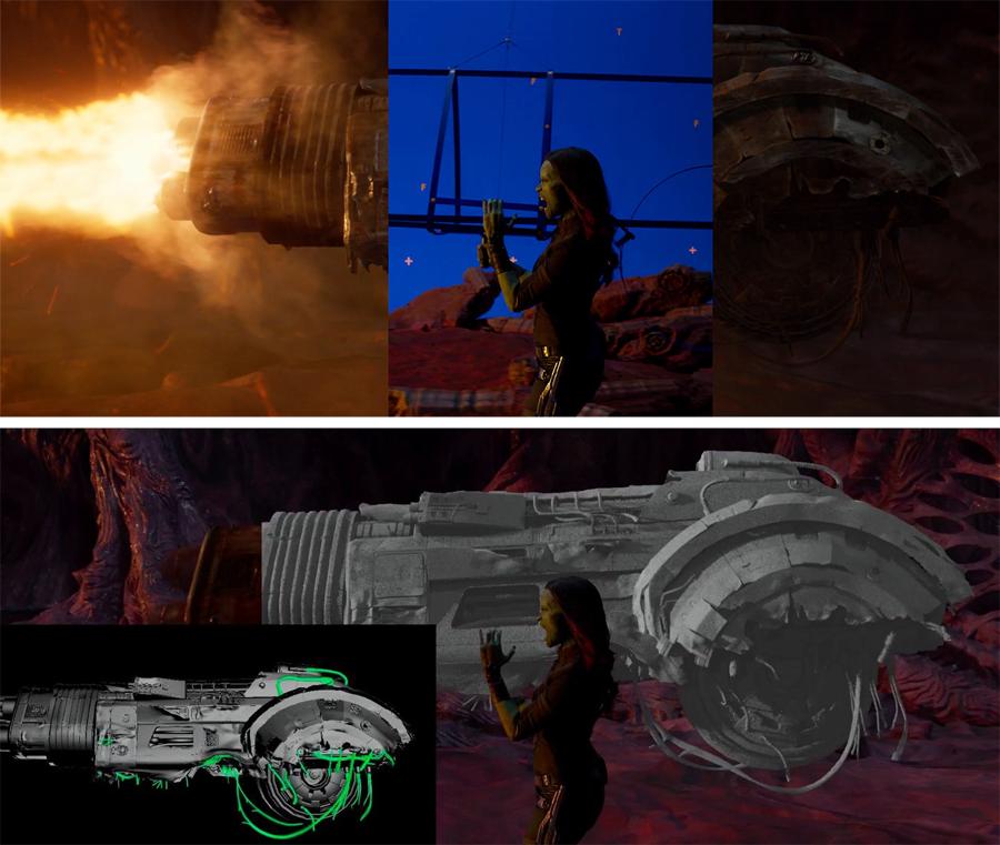 Un ejemplo del trabajo de layout en 'Guardianes de la Galaxia'