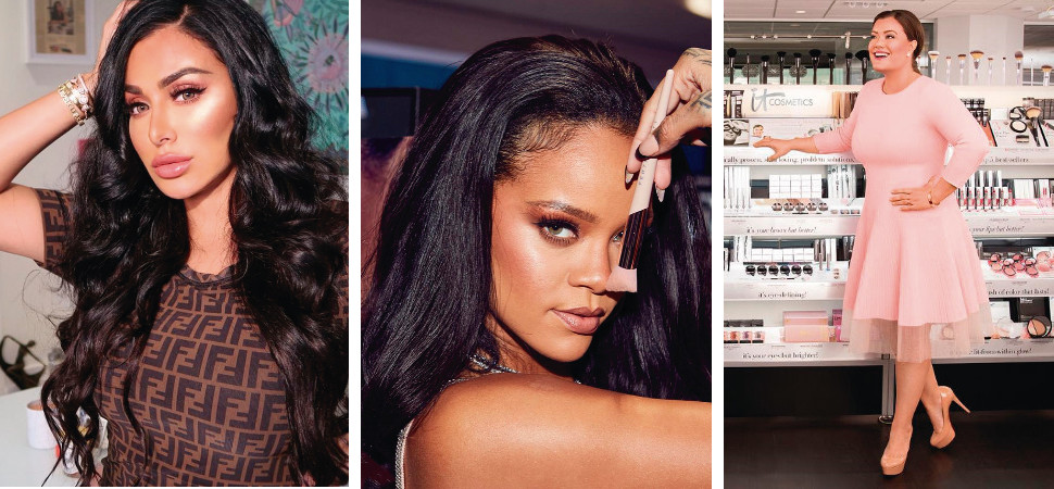 Huda Kattan, Rihanna y Jamie Kern Lima. Fotos: @hudabeauty, @fentybeauty y @jamiekernlima.