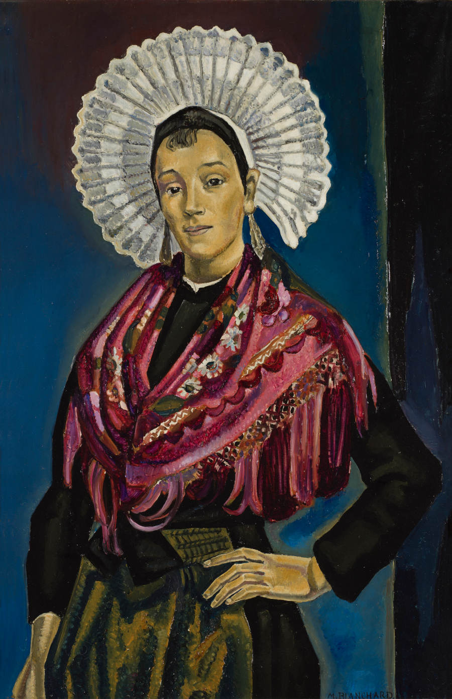 'Joven con cofia'. María Blanchard (1881-1932) Óleo sobre lienzo 1922-23 Madrid, Museo Nacional del Prado. 