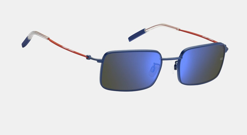 Gafas de Tommy Jeans rectangulares de metal azul marino.