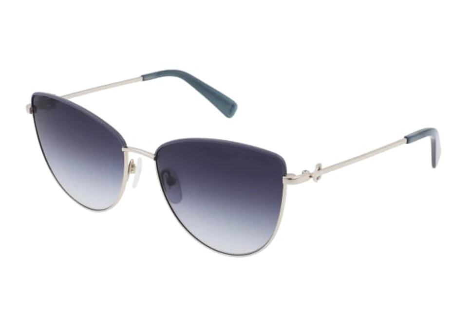 Gafas de Longchamp 'cat eye' de metal plateado.