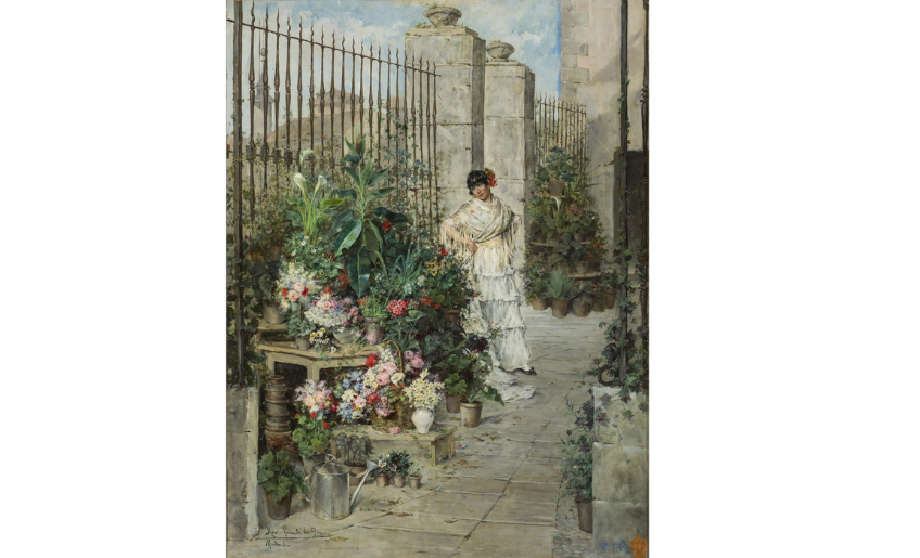 'Puesto de flores', de María Luisa de la Riva. Óleo sobre lienzo. Hacia 1887