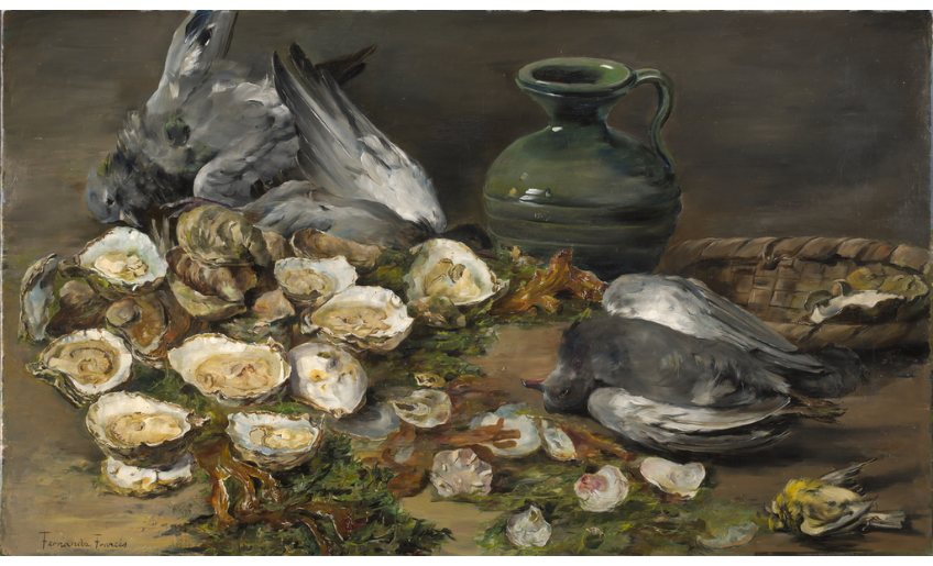 'Bodegón de ostras con pájaros', de Fernanda Francés y Arribas. Óleo sobre lienzo. Hacia 1897. Museo Nacional del Prado.
