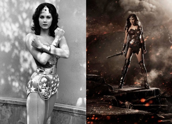 Lynda Carter en la serie de TV ‘Wonder Woman’ / ABC Television y Gal Gadot como Wonder Woman en la película ‘Batman V Superman: El amanecer de la Justicia’ / Warner - DC Comics