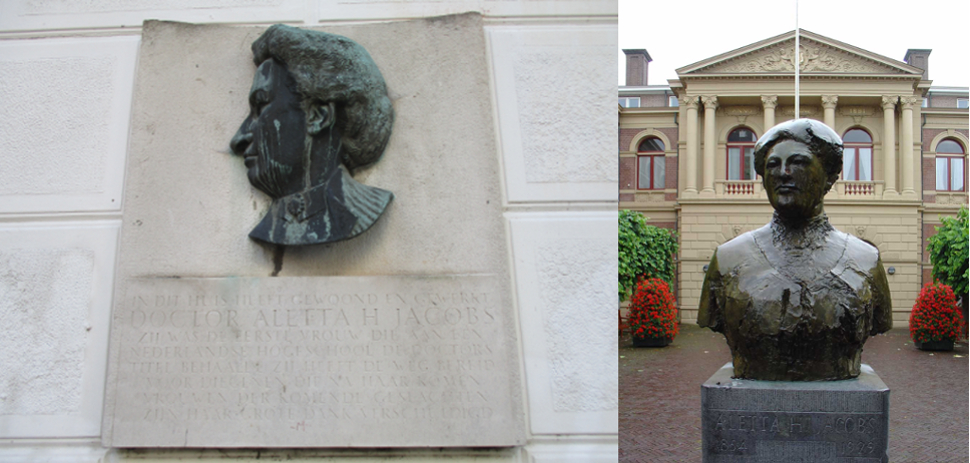 Placa conmemorativa en Ámsterdam y busto en su alma máter, la Universidad de Groningen. Imágenes: Wikimedia Commons Placa conmemorativa en Ámsterdam y busto en su alma máter, la Universidad de Groningen. Imágenes: Wikimedia Commons